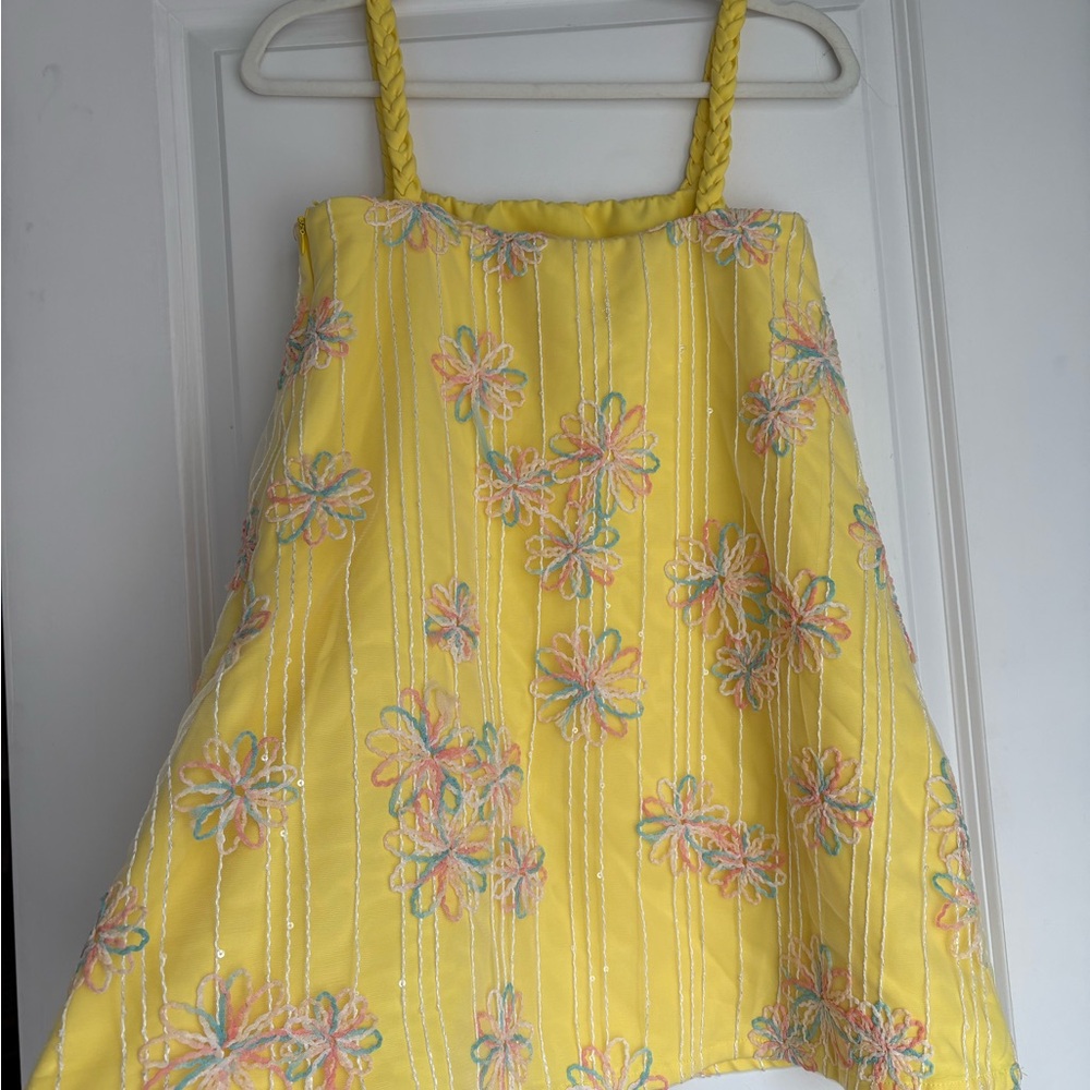 Lena Yellow Dress with Multicolor Details